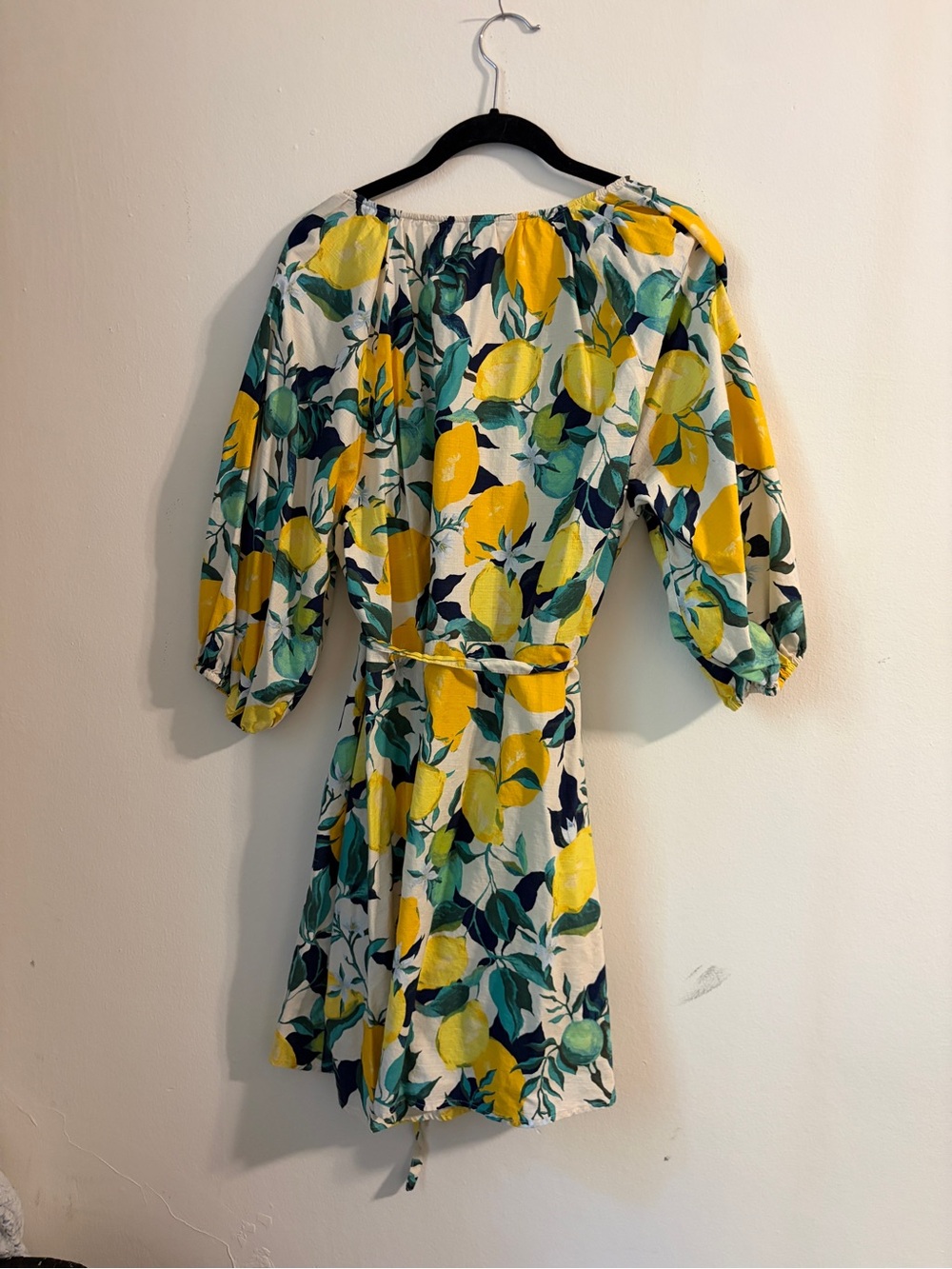 H&M Yellow & White Lemon Print Wrap Mini Dress - Picture 3 of 4